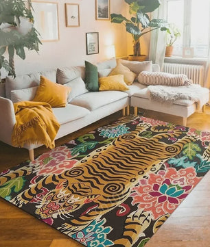 Bohemian Tibetaanse Tijger Vloerkleed - Antislip Decoratief Kleed voor Woonkamer & Slaapkamer