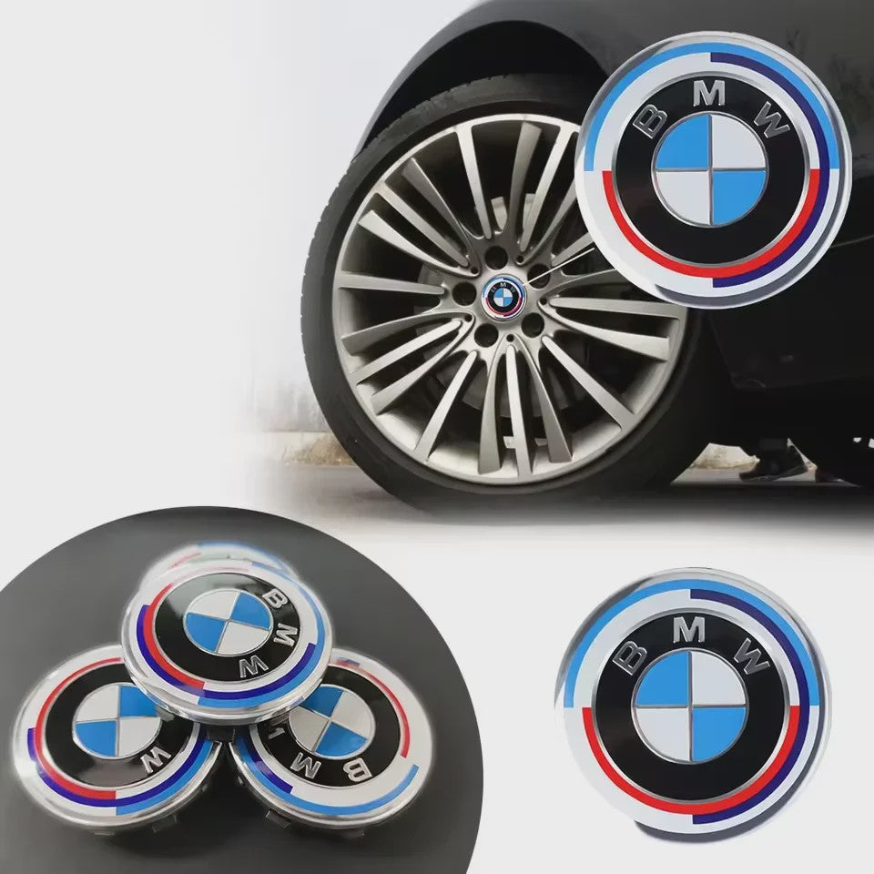 4x BMW Velgdopjes 56mm/68mm - 50th Anniversary Editie