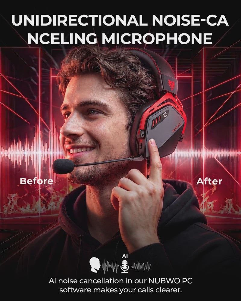 NUBWO HG08 Draadloze Gaming Headset - 7.1 Surround Sound, Lage Latentie, Multiplatform