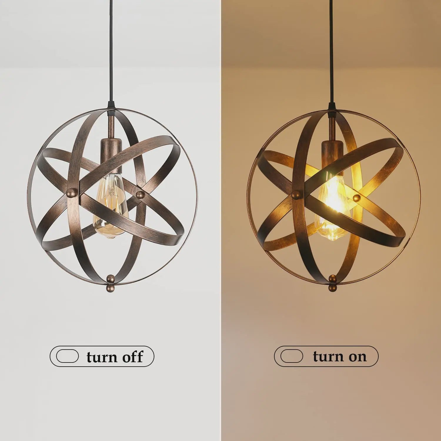 Industriële Metalen Hanglamp - Sfeervolle Bolvormige Kooi Lamp met E27 Fitting