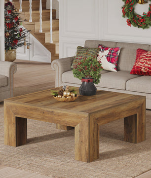 Vierkante Salontafel Rustiek Bruin - 100x100cm - Stevig Houten Onderstel
