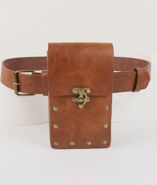 Steampunk Middeleeuwse Lederen Telefoon Portemonnee Tas met Riem - Cosplay Accessoire