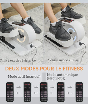 SPORTNOW Mini Hometrainer met LCD, Afstandsbediening en 12 Snelheden - Draagbaar & Stil