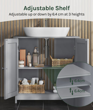 Witte Houten Onderbouw Wastafelkast - Vrijstaand Badkamerkast met Verstelbare Plank