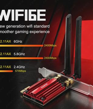 Fenvi WiFi 6E AX210 PCIe Netwerkkaart met Bluetooth 5.4 - AXE3000 Tri-Band Adapter