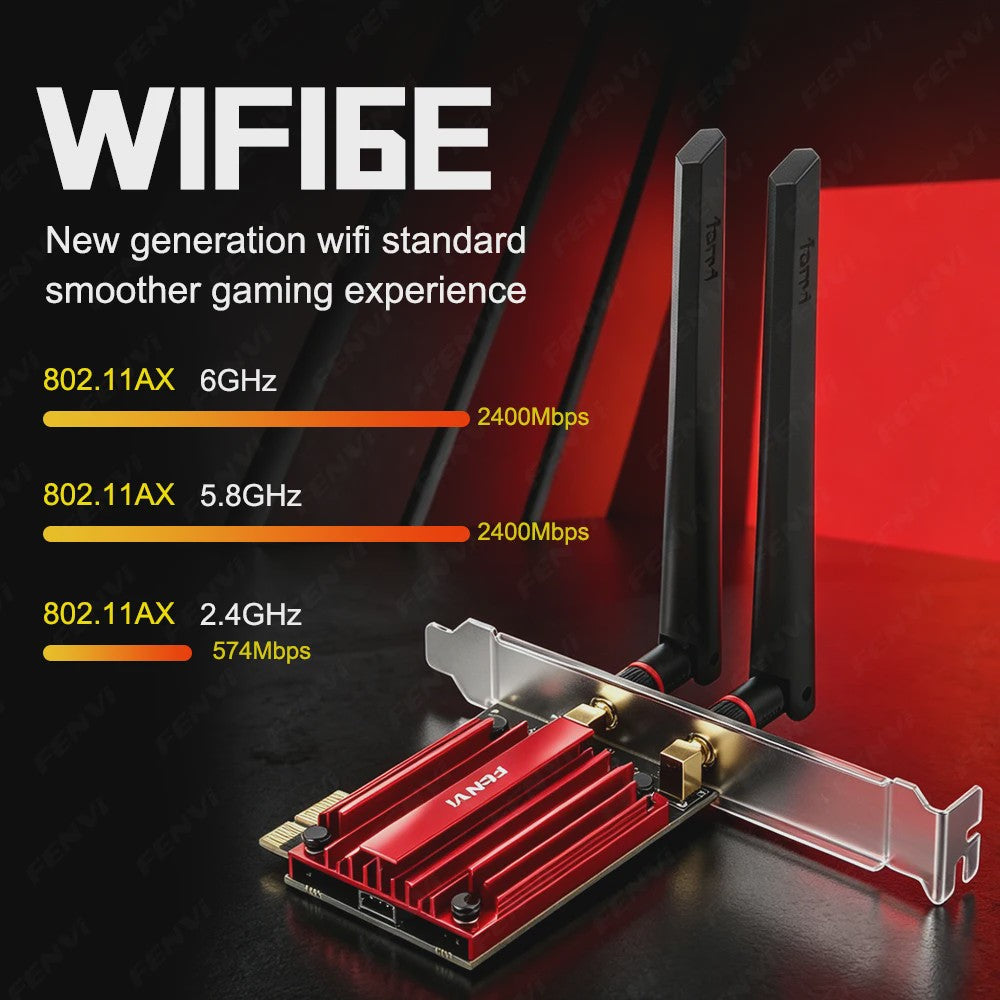 Fenvi WiFi 6E AX210 PCIe Netwerkkaart met Bluetooth 5.4 - AXE3000 Tri-Band Adapter