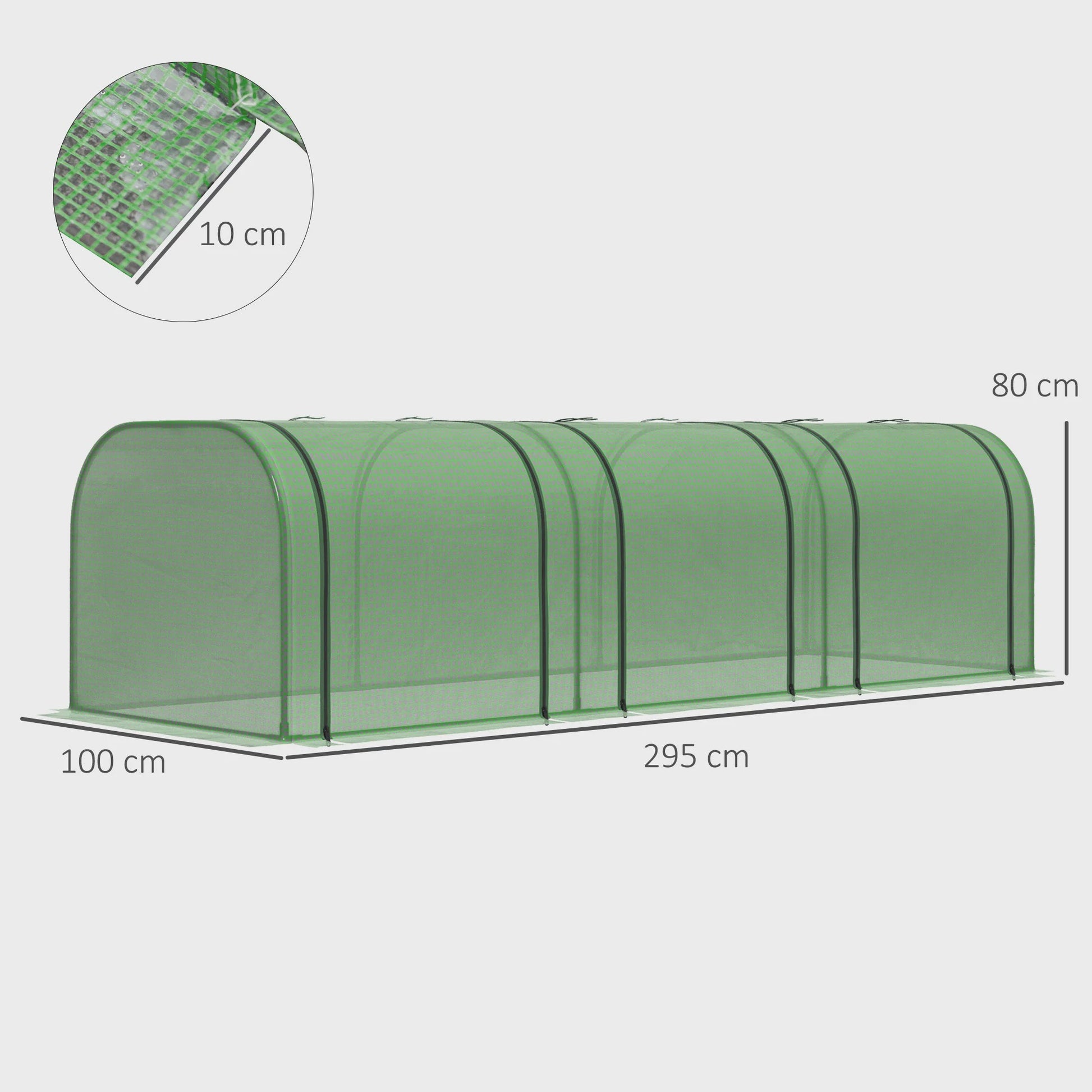 Outsunny Mini Kweekkas voor Tuinplanten - 295x100x80 cm - Groen