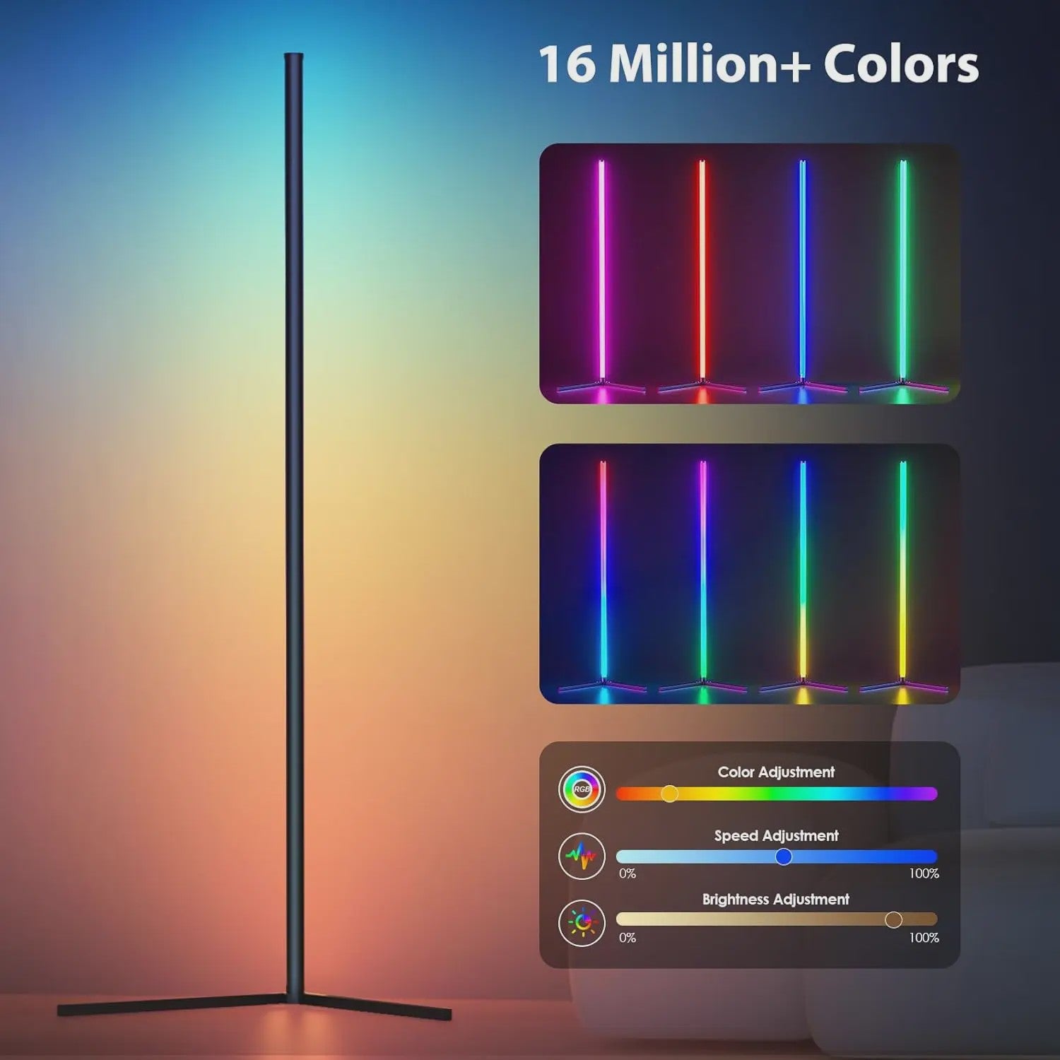 Moderne RGB Vloerlamp met Muziek Sync & 16 Miljoen Kleuren - Sfeerverlichting