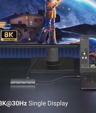 UGREEN 10-in-1 USB-C Hub: 8K/4K Dual HDMI, RJ45, USB 3.0, PD 100W - Docking Station voor MacBook & Laptop
