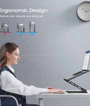 Verstelbare Aluminium Laptop & Tablet Stand - Draagbaar, Opvouwbaar & Koelend