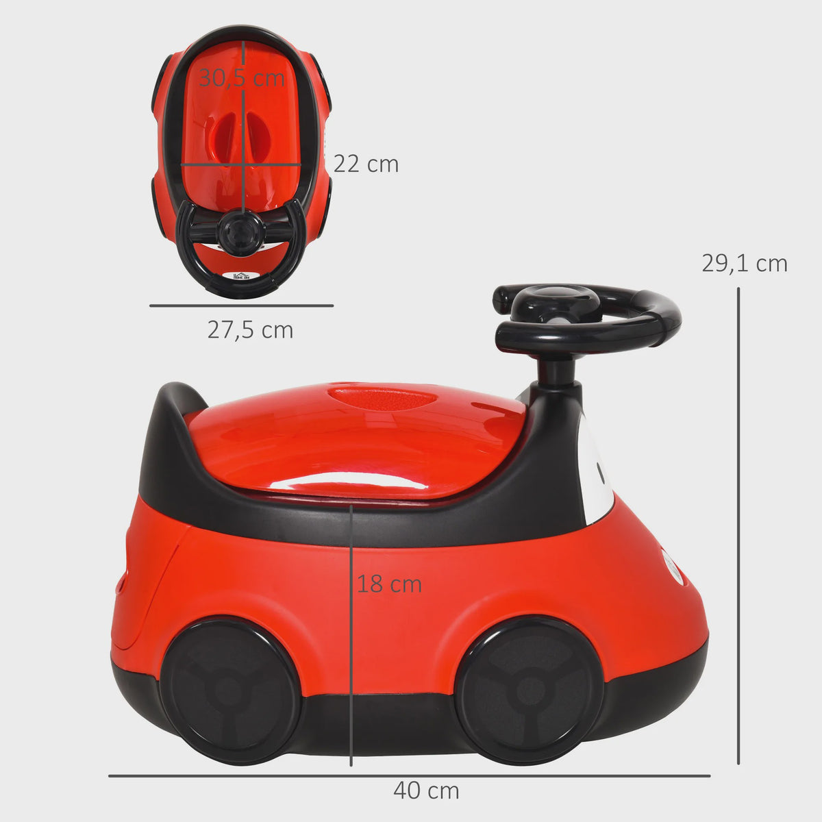 Homcom Kinder Potty Trainingsstoel met Stuur en Deksel - Rood
