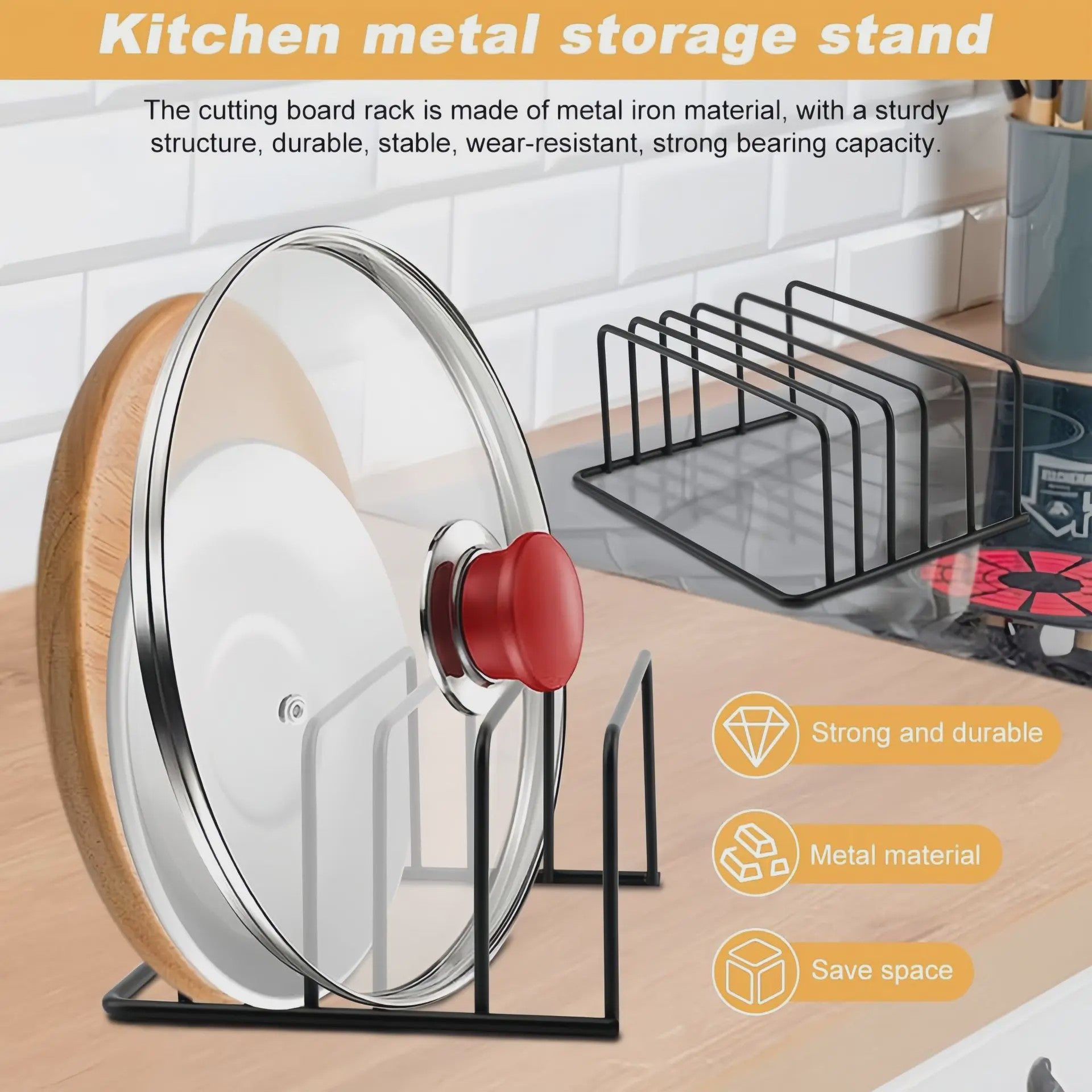 5-laags Keuken Snijplankhouder & Pannendeksel Organizer - Metaal
