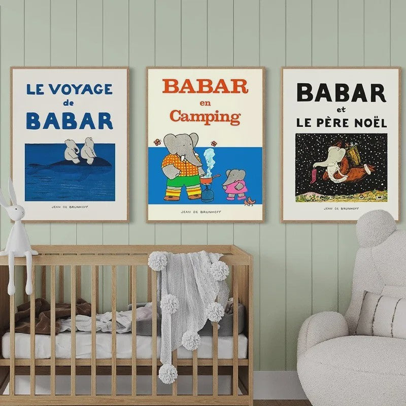 Babar Poster Canvas - Sprookjes Kunst voor Kinderkamer & Babykamer Decoratie