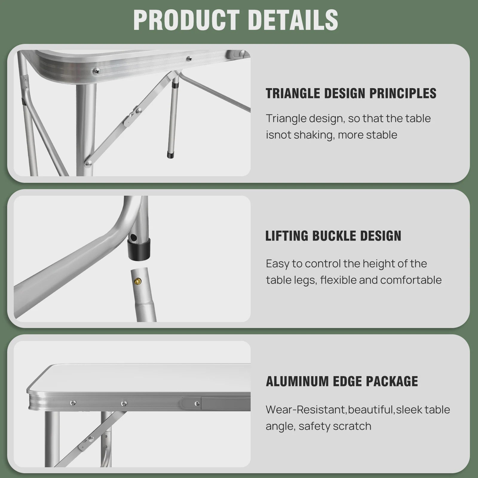 Lichtgewicht Aluminium Campingtafel - Opvouwbaar, Draagbaar & Verstelbaar in Hoogte