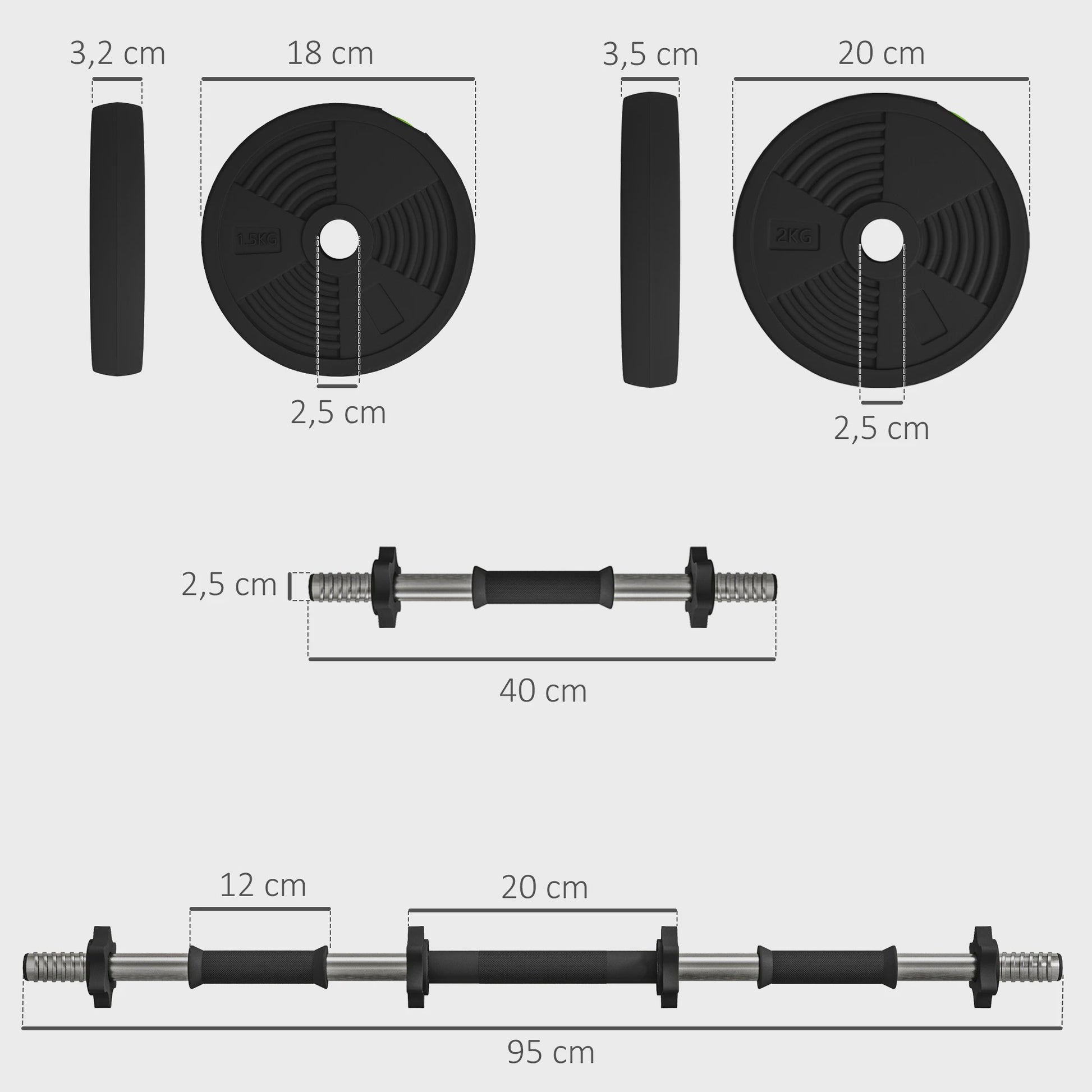 Verstelbare Dumbbells Set 15KG met Antislip Handvatten