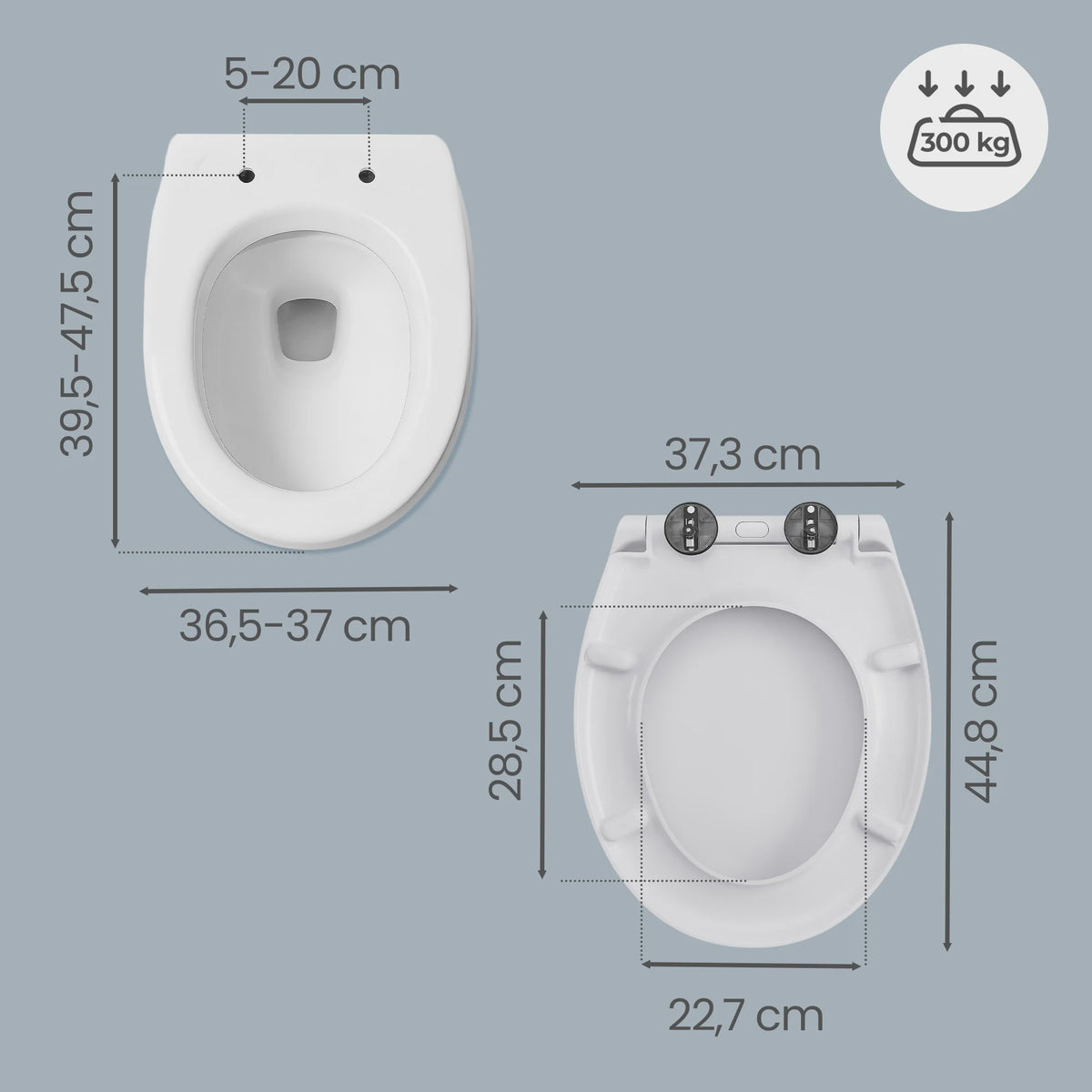 Songmics Toiletbril Urea-Duroplast met Soft Close en Antibacteriële Eigenschappen