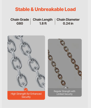 Professionele Vatlifter Ketting Sling G80 - 1000kg Hefcapaciteit met Veiligheidshaak