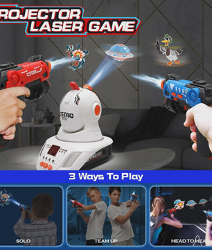CSTAG Laser Tag Projector Spel: Interactieve Jacht op UFO's, Eenden & Dino's