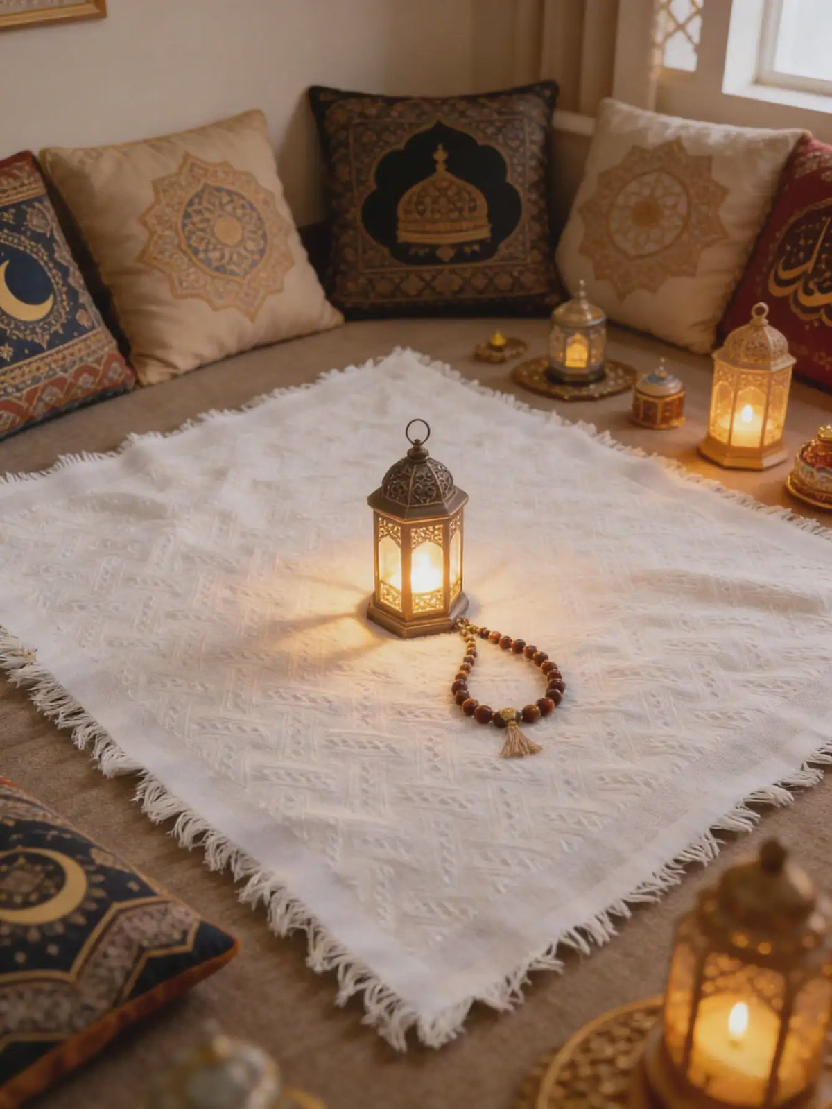 Boho Gebedskleed & Picknickkleed - Katoen Blend met Franje, Ideaal voor Yoga, Meditatie en Ramadan