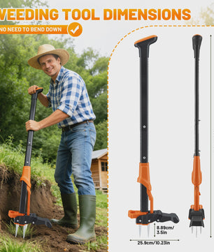 Weed Cutter With Hand Fork Weed Remover Device, Weeder With Long Handle And Stainless Steel Claws, Ideal For Garden And Lawn