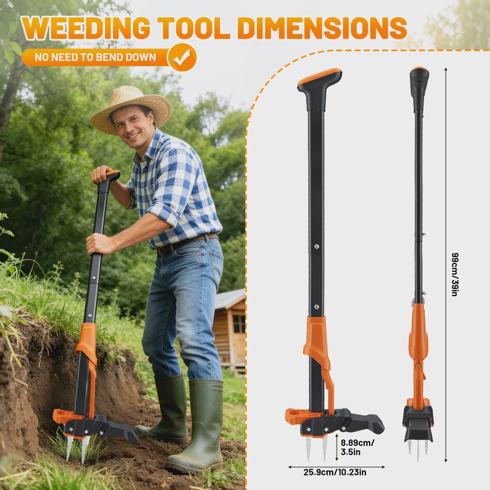 Weed Cutter With Hand Fork Weed Remover Device, Weeder With Long Handle And Stainless Steel Claws, Ideal For Garden And Lawn