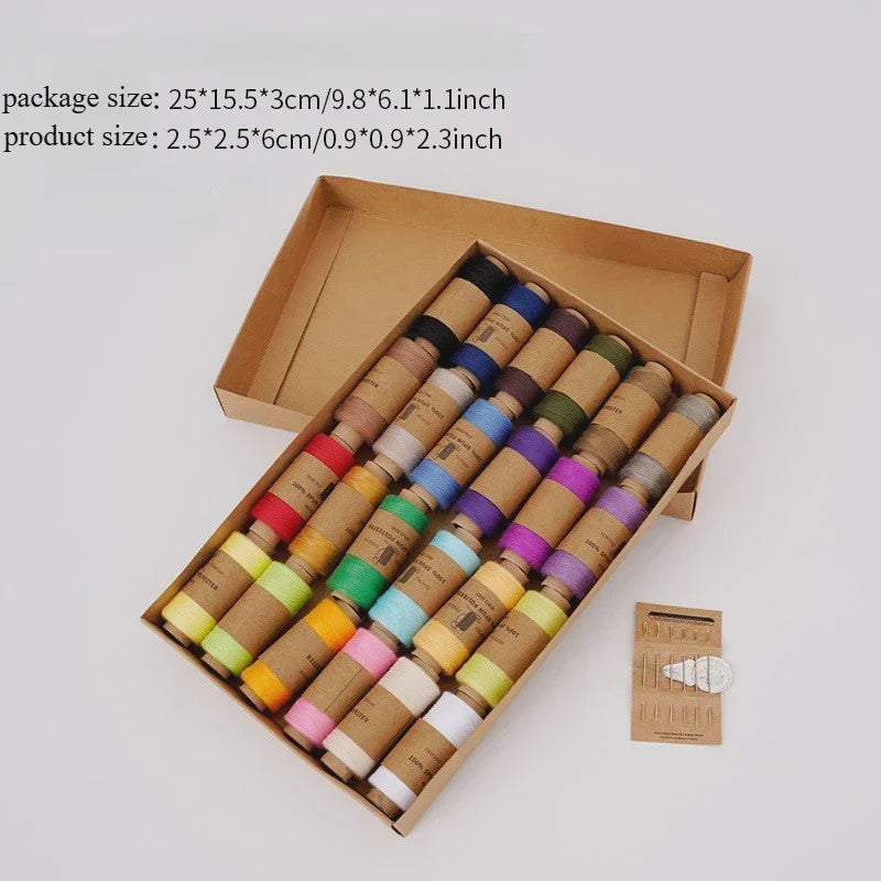 Garen Set met Naalden - 12/18/24 Kleuren Polyester Garen voor Handwerken en Kledingreparatie
