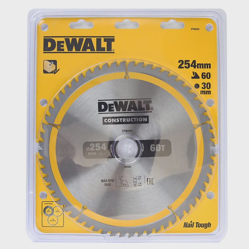 DEWALT Hardmetalen Zaagbladen voor Hout - 216/254/305MM - 40/60/80T