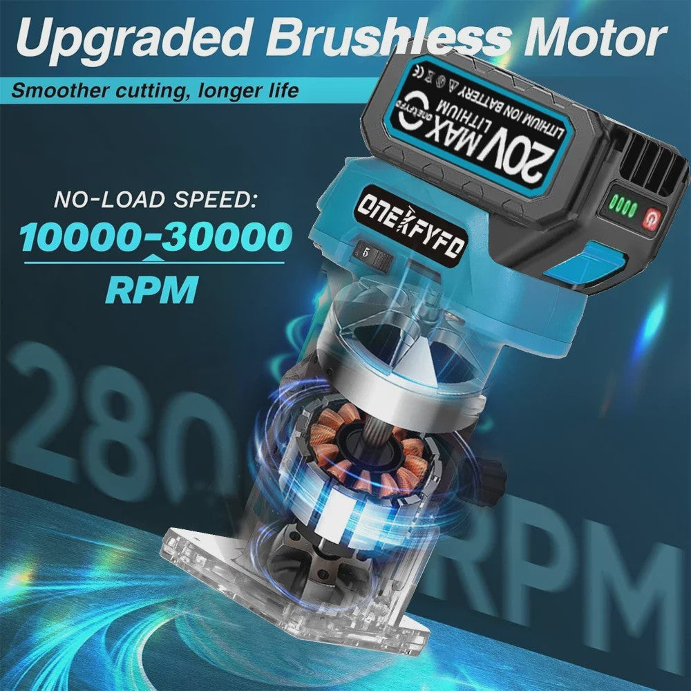 Accu Freesmachine met 5 snelheden - Borstelloze Motor - Houtbewerking & Frezen