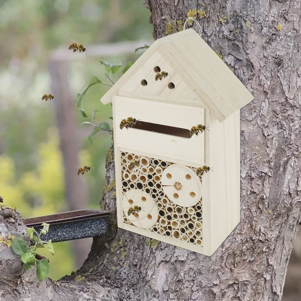 Houten Bijen- en Insectenhotel voor Tuin en Buiten - Natuurlijk Hout