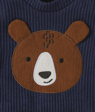 Schattige Baby Jongens Set: Sweater met Beerprint & Corduroy Overalls