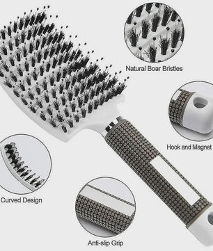 Professionele Haarborstel met Varkenshaar & Nylon - Ontklit Nat & Krullend Haar - Salon Kwaliteit Styling Tool
