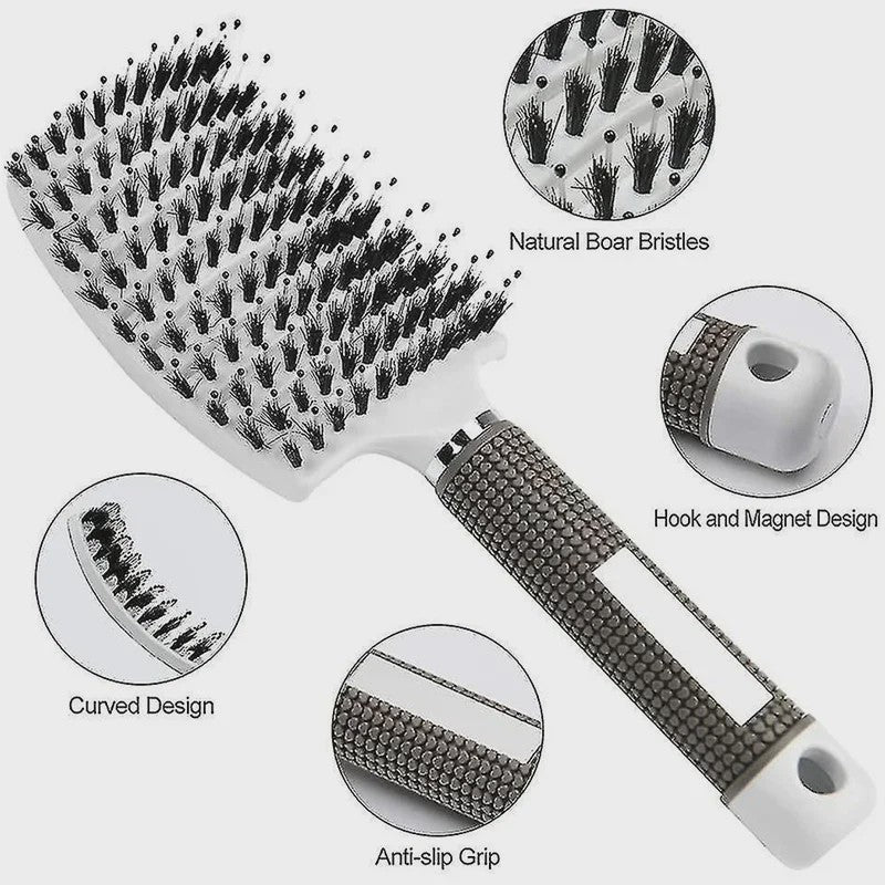 Professionele Haarborstel met Varkenshaar & Nylon - Ontklit Nat & Krullend Haar - Salon Kwaliteit Styling Tool