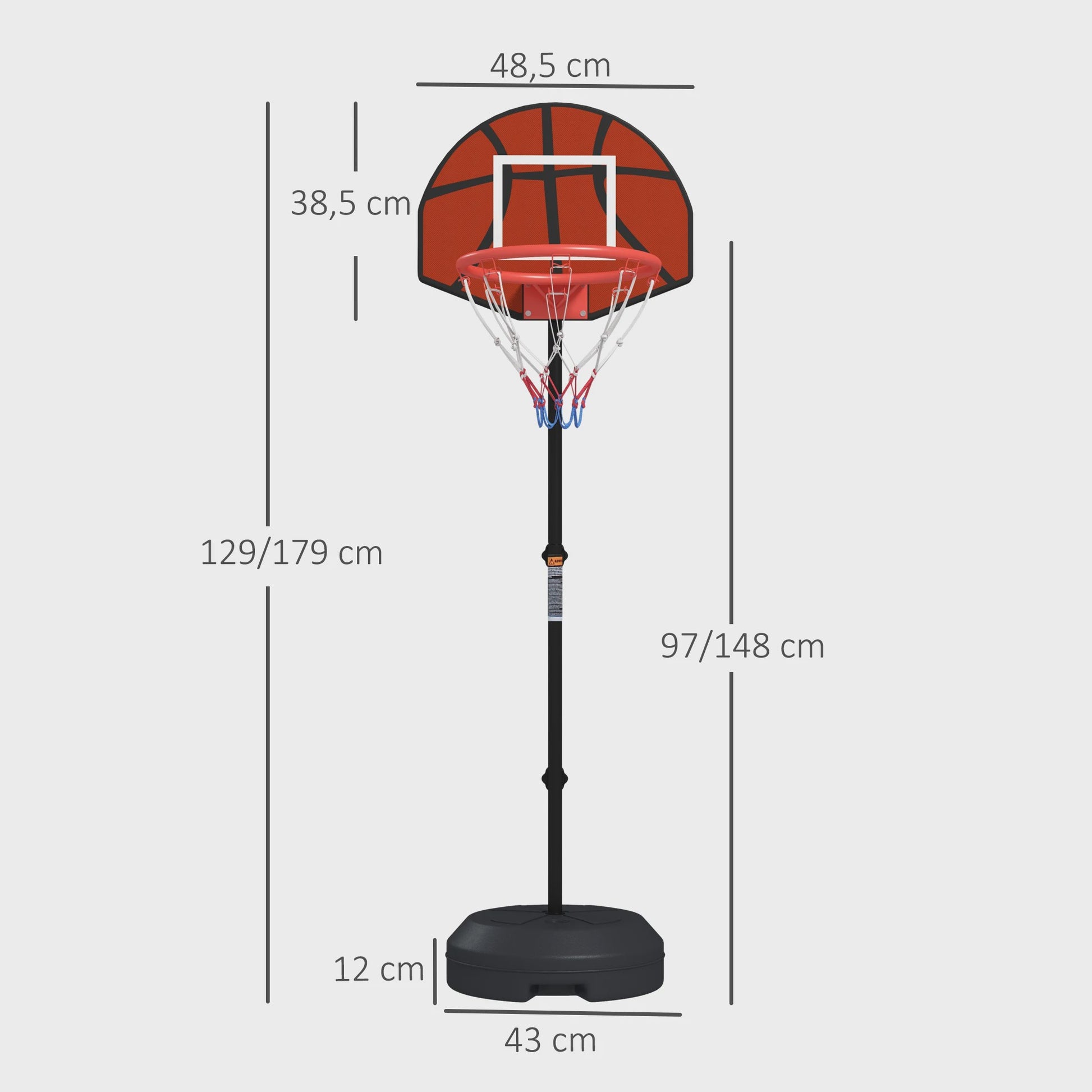In hoogte verstelbare basketbalring met standaard en magnetisch dartbord - Indoor/Outdoor