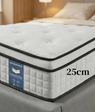 7-Zone Pocketvering Matras 90x200cm & 140x200cm - 25cm Dik, H3 Hardheid, Randversterking voor Optimaal Slaapcomfort