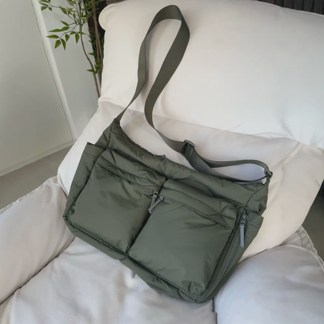Grote Casual Messenger Bag - Waterafstotende Nylon Schoudertas met Laptopvak en Veel Vakken