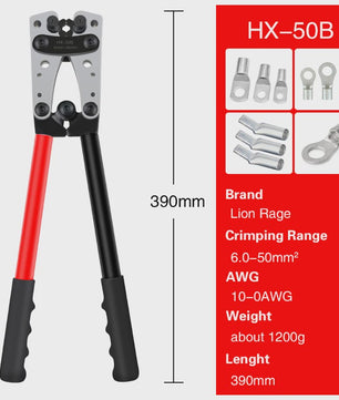 Professionele Krimptang HX-50B voor Kabelogen | 6-50mm² | AWG 10-0