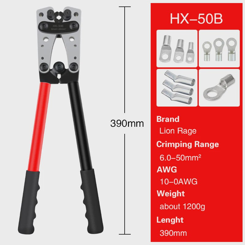 Professionele Krimptang HX-50B voor Kabelogen | 6-50mm² | AWG 10-0