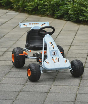 Traptractor Go-Kart Lichtblauw met Handrem en Verstelbare Zitting - Vanaf 3 Jaar