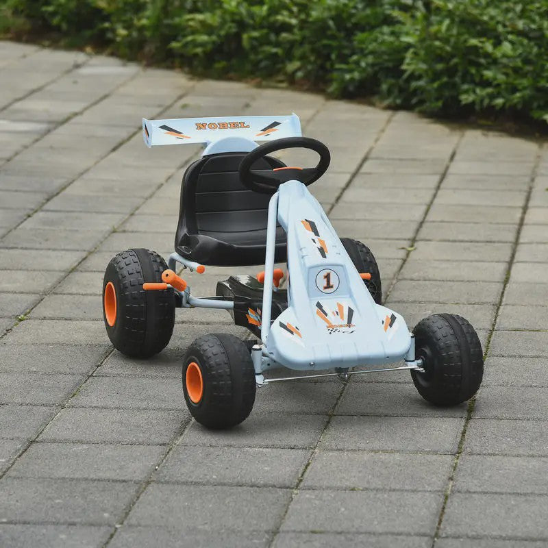 Traptractor Go-Kart Lichtblauw met Handrem en Verstelbare Zitting - Vanaf 3 Jaar