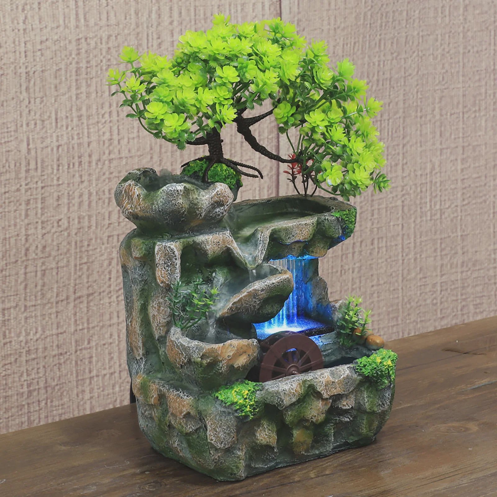 Decoratieve Binnen Waterval Tafel fontein met Kleurveranderende LED Verlichting