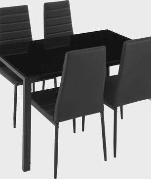 Set van 4 Eetkamerstoelen - Gestoffeerd PU Leer met Metalen Poten