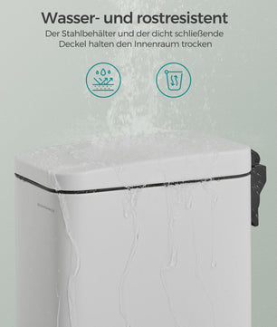 SONGMICS 10L Pedaalemmer - Smalle Vuilnisbak met Deksel voor Badkamer
