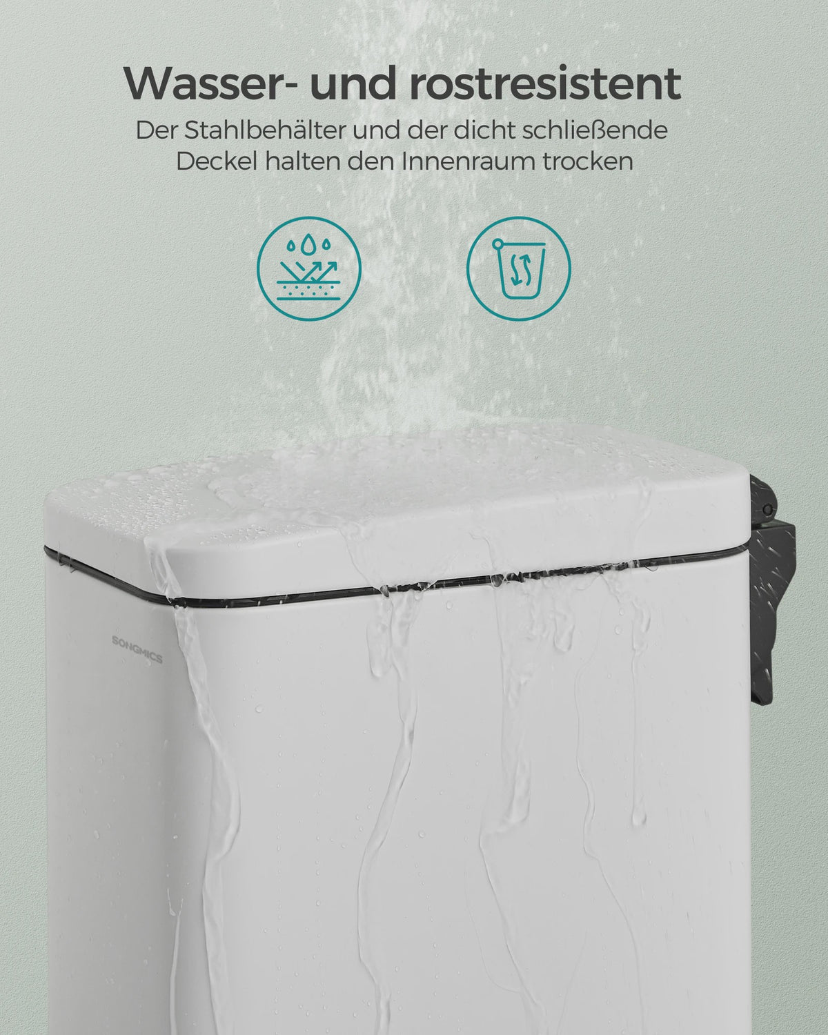 SONGMICS 10L Pedaalemmer - Smalle Vuilnisbak met Deksel voor Badkamer