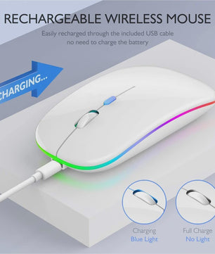 Draadloze Oplaadbare RGB Muis - Bluetooth & USB, Stil & Ergonomisch