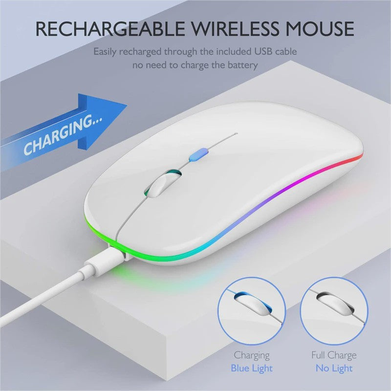 Draadloze Oplaadbare RGB Muis - Bluetooth & USB, Stil & Ergonomisch