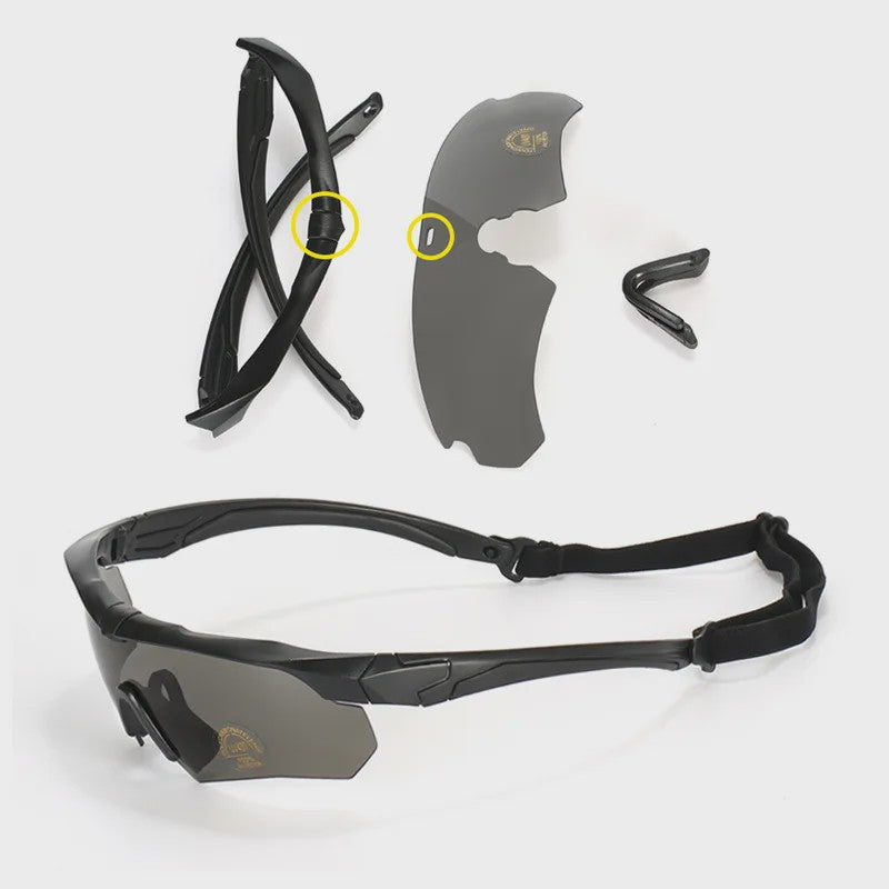 Tactische Bril Set - Airsoft, Motor, Outdoor - 3 Lenzen & Beschermhoes
