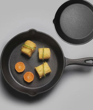 3-delige Gietijzeren Pannenset - Non-Stick Koekenpan met Giet tuit en Grill Handvat