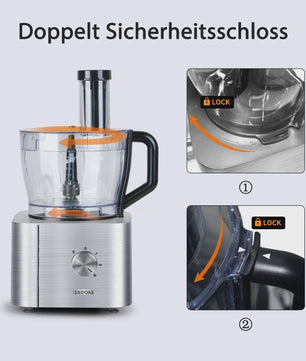11-in-1 Keukenmachine 1100W met 3.2L Kom & 1.5L Blender - Compact Zilver