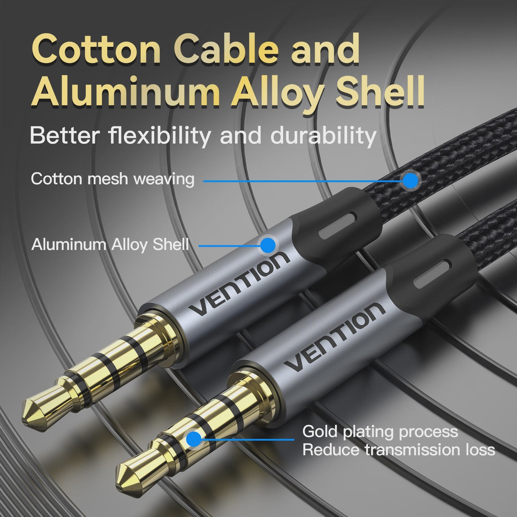 Vention 3.5mm Jack Audio Kabel - Male naar Male Aux Kabel voor Telefoon, Auto, Koptelefoon & Speaker