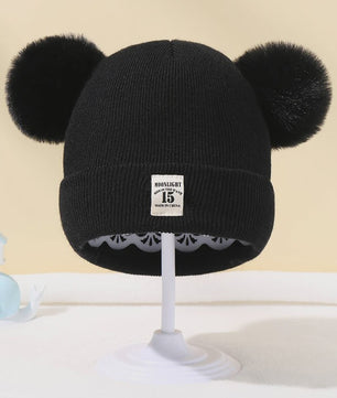 Warme Gebreide Babymuts met Pompon - Winter Beanie voor Jongens en Meisjes